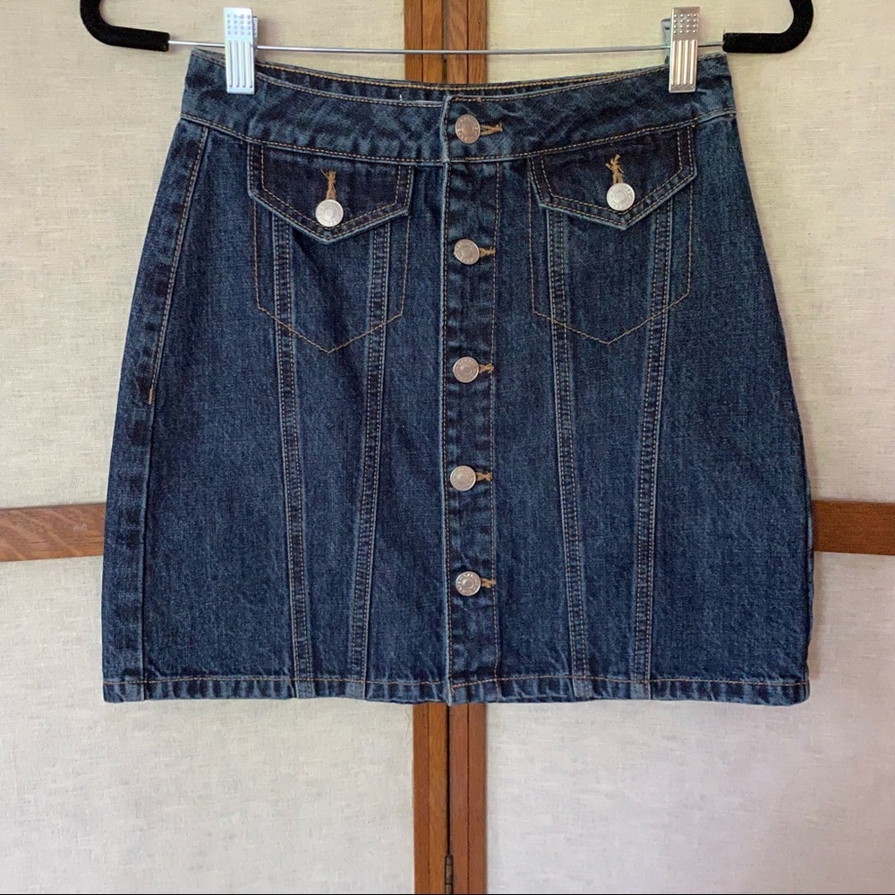 Garage Denim Button Front Mini Skirt - XS